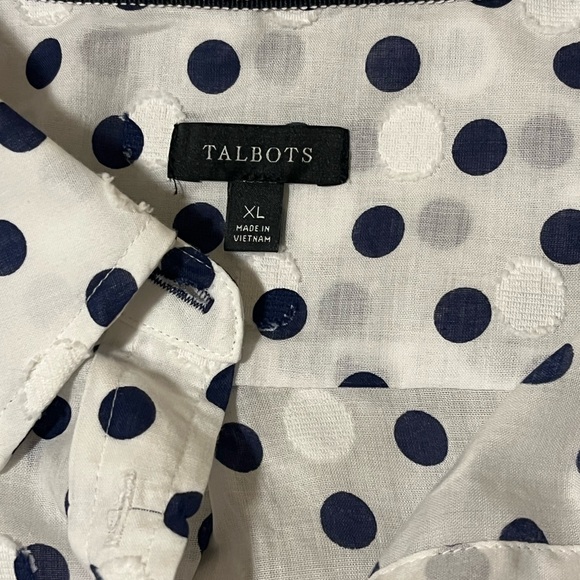 Talbots Polka Dot button down Shirt - Picture 4 of 8